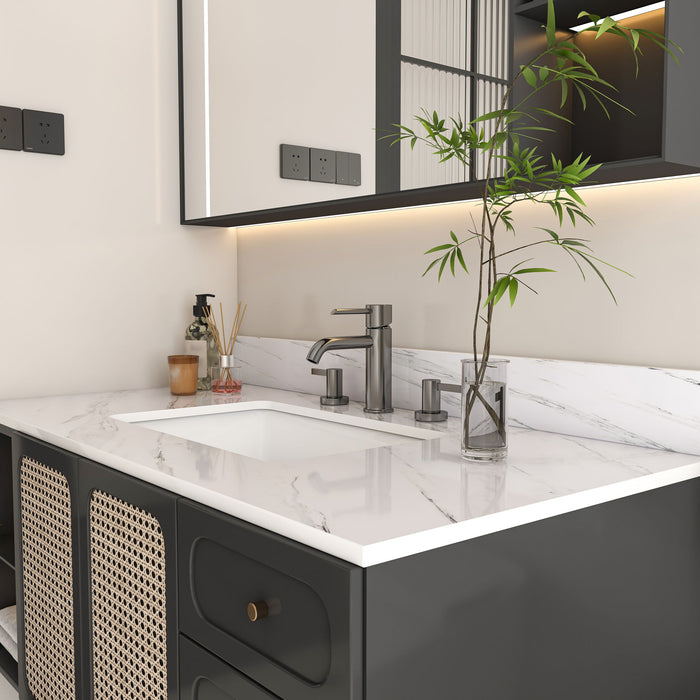 Bianco Carrara Venato Elegant Marble Vanity Top, Bathroom Vanity With Undermount Sink, Sintered Stone