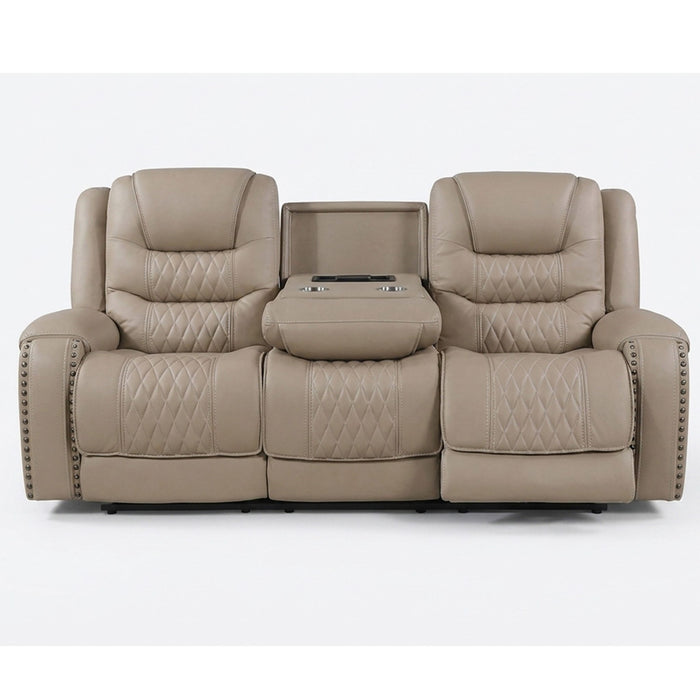 Power Reclining Sofa With USB Ports, Drop Down Table & Adjustable Headrest - Toffee