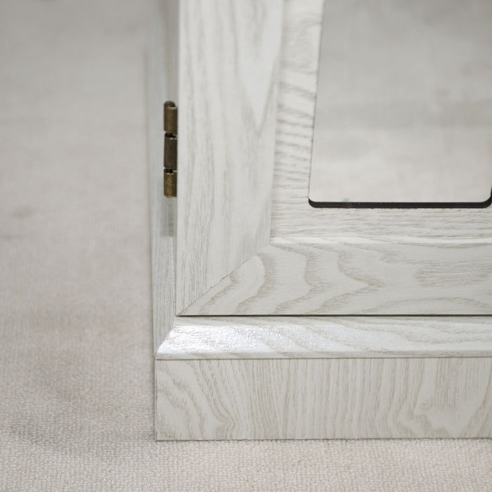 Sideboard Cabinet With Mirrored Doors, Adjustable Shelf, Metal Handles