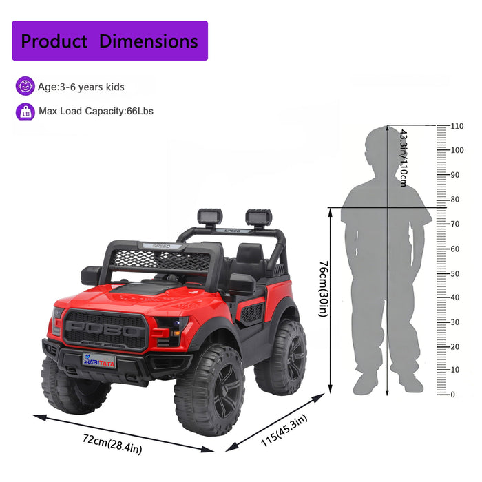 Kids Electric Ride On Car With Remote Control, LEd Lights, Music Player, Swing Function, 4 Wheel Shock Absorption - Red