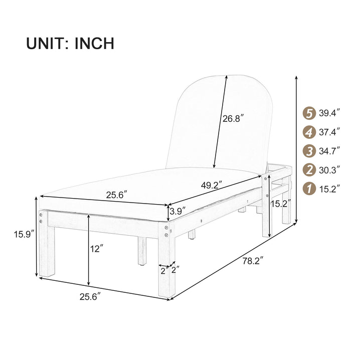 Outdoor Chaise Lounge With 5 Position Adjustable Backrest (Set of 2)