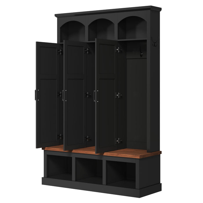 Classic Arched Design Hall Tree With 3 Hidden Storage