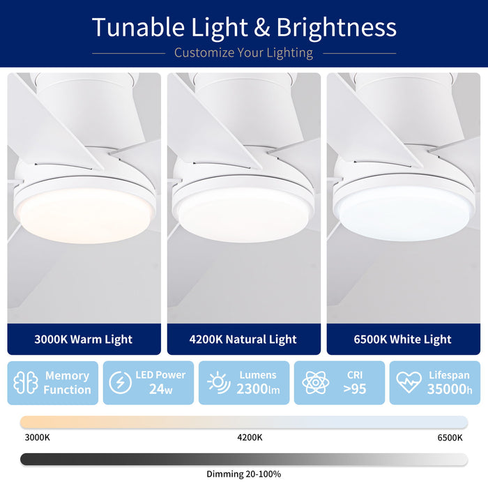 Flush Mount Ceiling Fan With Light