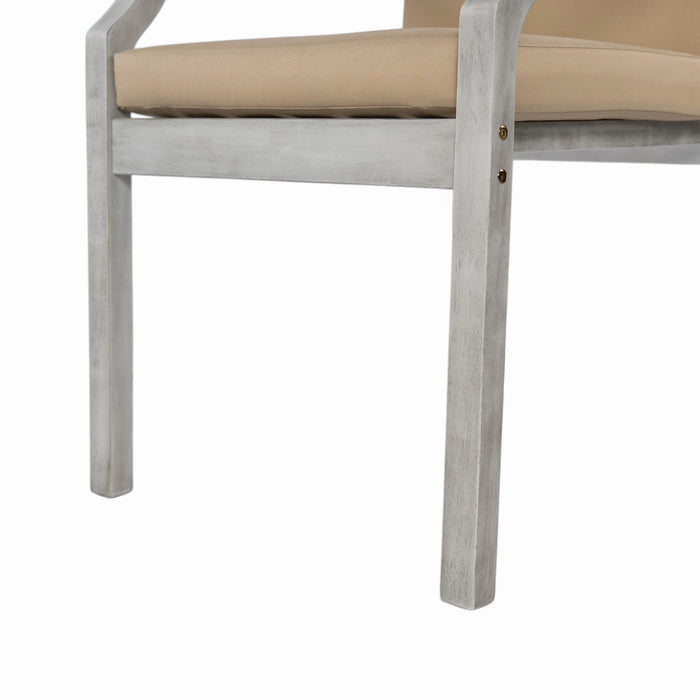 Outdoor Wooden Dinning Set With An Umbrella Hole And Removable Cushions For Patio