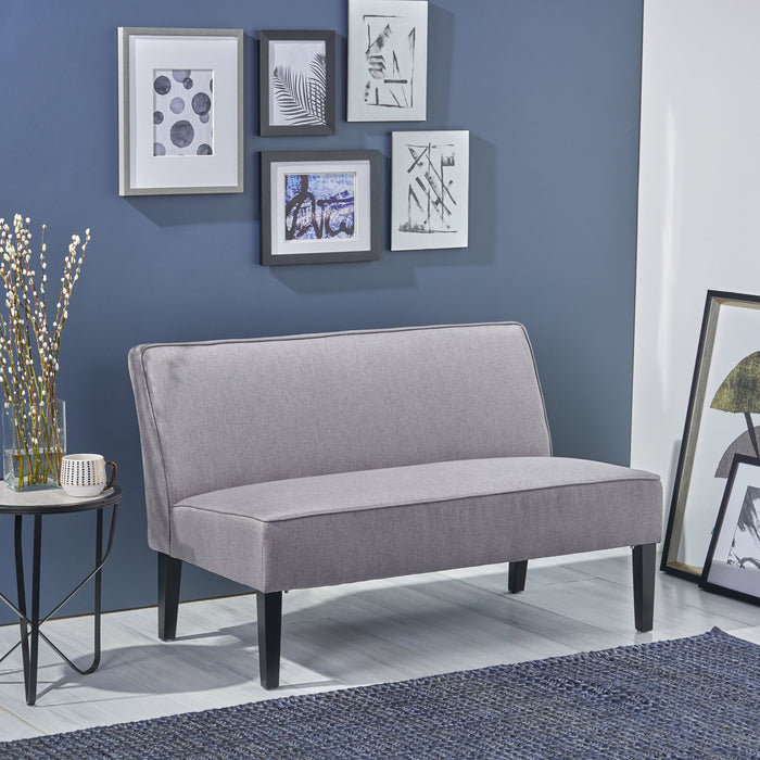 Contemporary Loveseat With Upholstered Fabric And Birch Wood Legs
