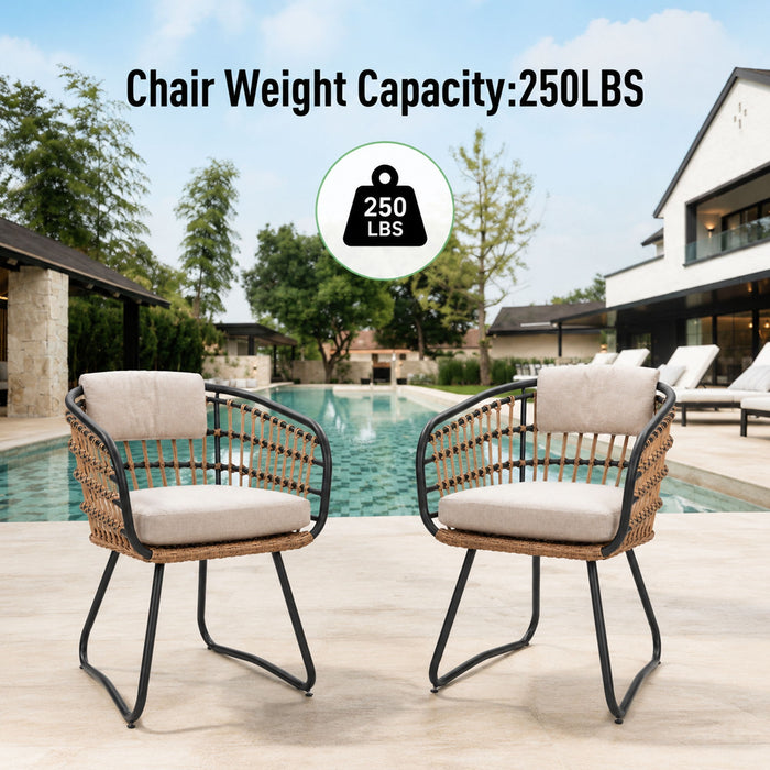 Patio All Weather Armchairs With Cushions (Set of 2) - Beige