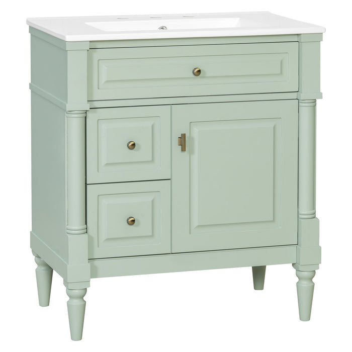 Modern Bathroom Vanity With Sink, Freestanding Cabinet With Flip Drawer & Adjustable Shelf