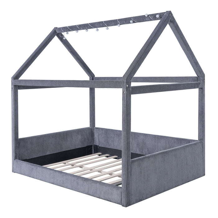 Upholstered House Style Daybed With LED Light Strips