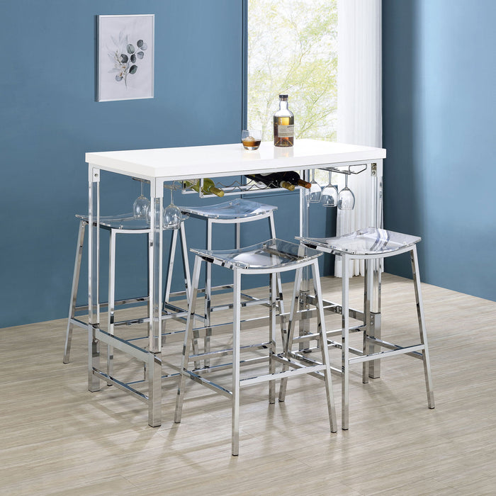 Tonneson - Bar Table With Trestle Base And Wine Storage - White