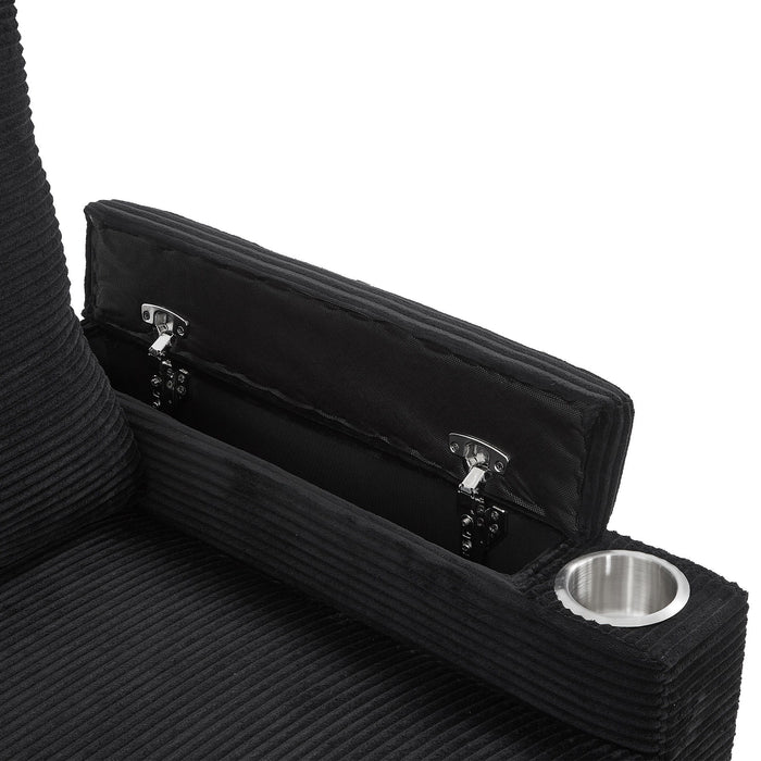 U Shaped Sectional Sofa Bed With Storage Chaise Lounges, USB Ports, And Cup Holders