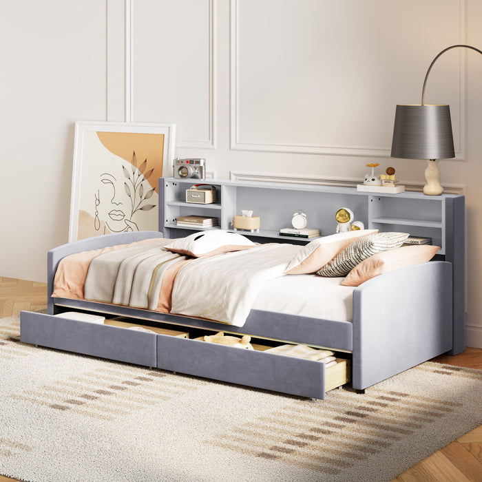 Luxurious Upholstered Platform Bed With Storage Drawers