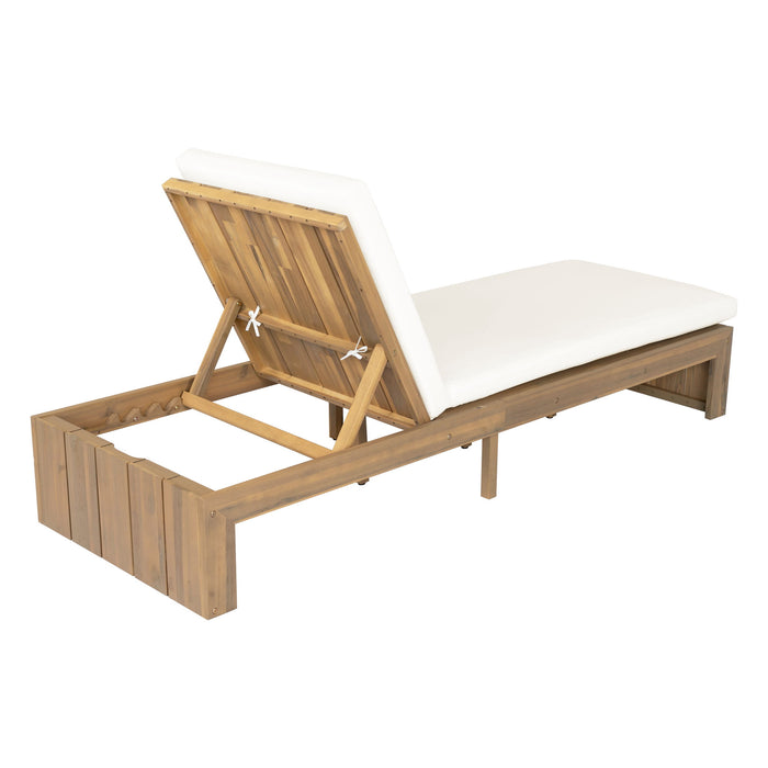 Adjustable Outdoor Chaise Lounge Patio Recliner With Removable Cushion