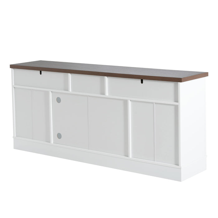 TV Console Stand, Glass Doors & Storage Drawers, Adjustable Shelves