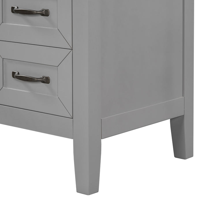Modern Bathroom Vanity Base Only, 2 Doors And 3 Drawers