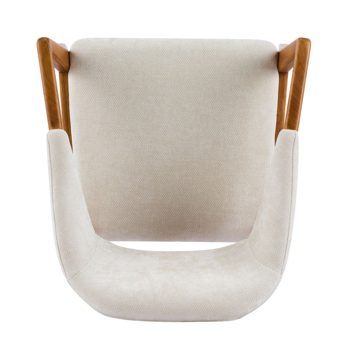 Indoor Upholstered Dining Armchair (Set of 2) - Beige / Teak