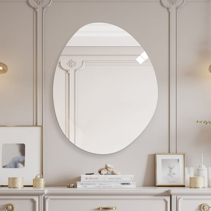 Asymmetrical Bathroom Wall Mirror - Silver