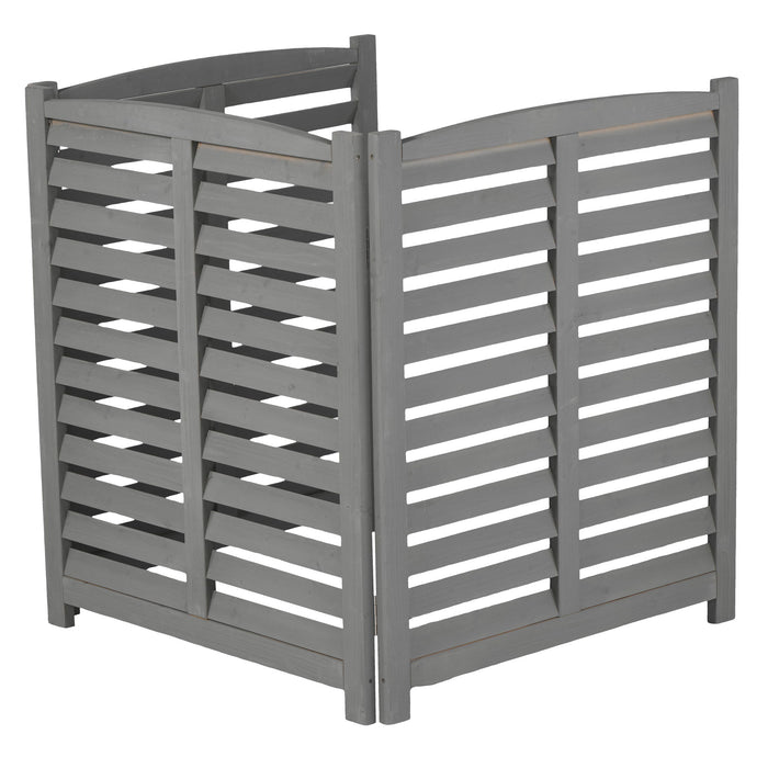 3 Panel Outdoor Wooden Air Conditioner Fence