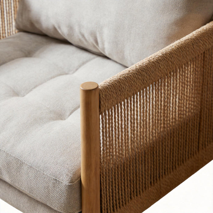 Accent Armchair With Removable Cushions For Living Room - Matte Black / Natural / Sand