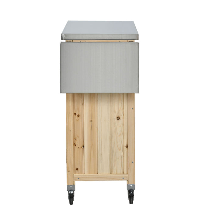 Foldable Outdoor Kitchen Island With Storage Cabinet