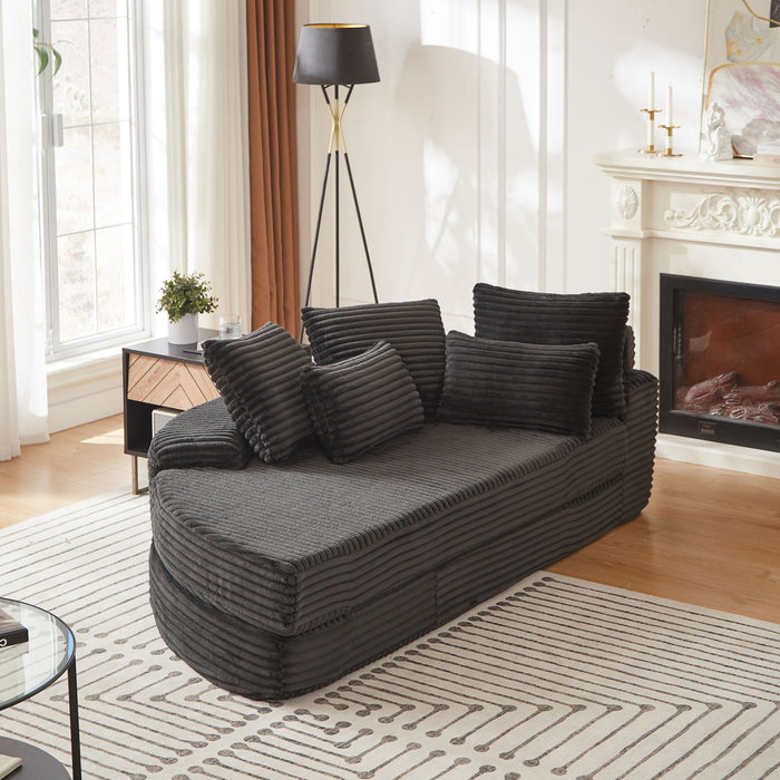 Semi Circular 2 In 1 Sofa Bed With Neck Pillow And Throw Pillows