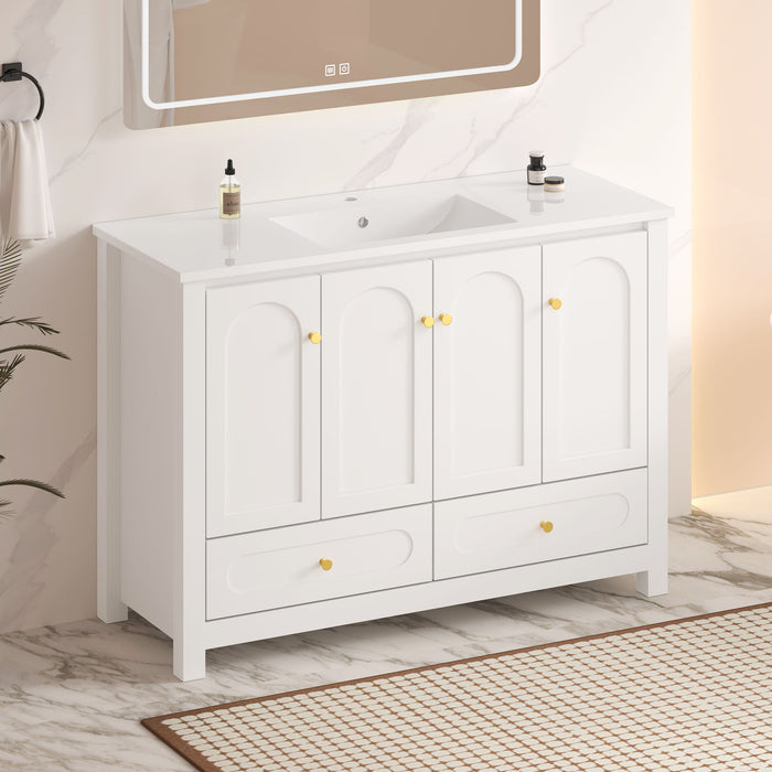 Bathroom Vanity With Sink Combo, 4 Soft Close Doors And 2 Drawers