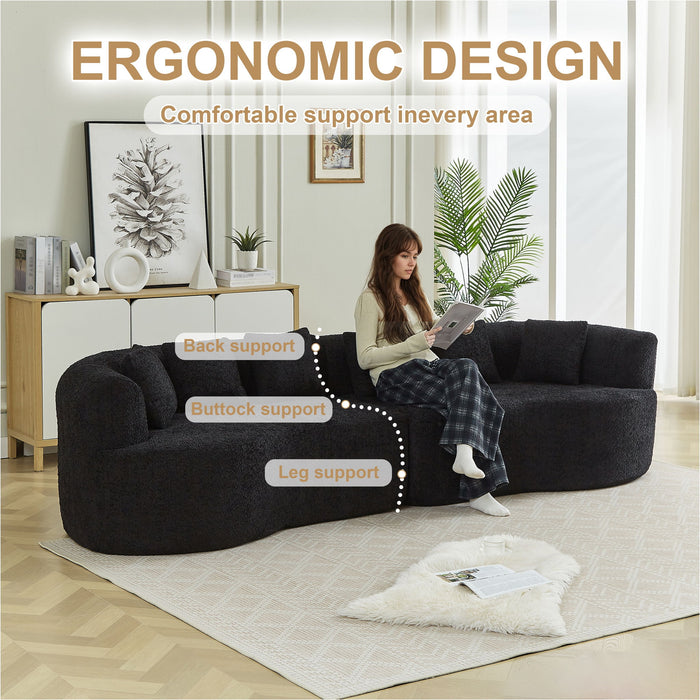 Curved Sectional Sofa With 6 Pillows
