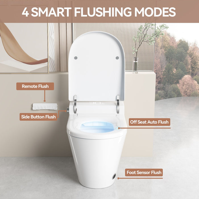 Smart Bidet Toilet With Auto Open / Close Seat, Warm Water Wash, Heated Seat, And Wireless Remote Control