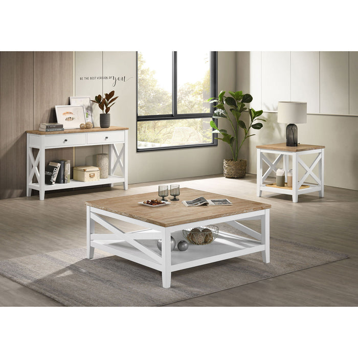 Evanston - Square Coffee Table With Shelf - White