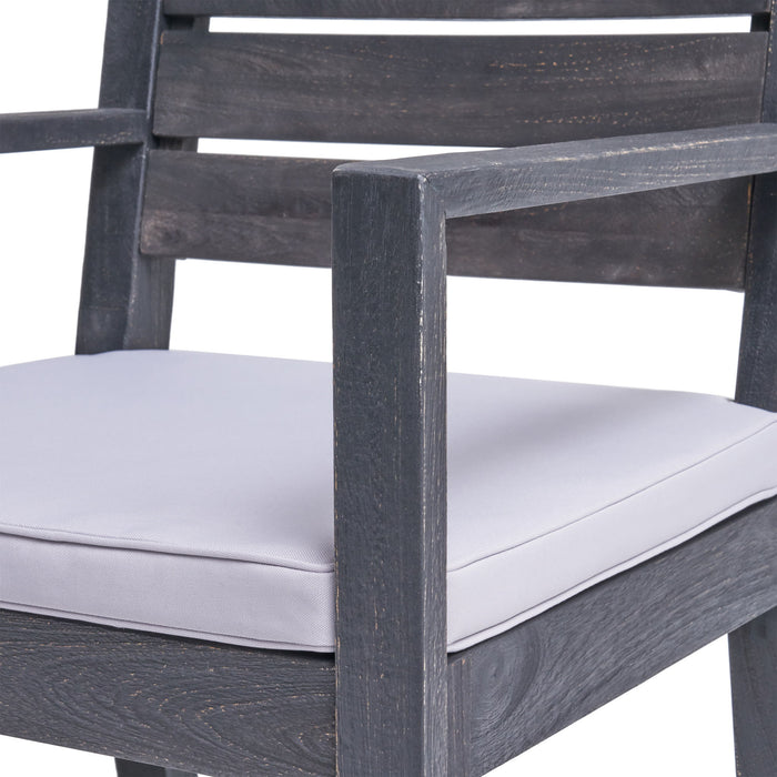 Outdoor 6 Seater Dining Set With Bench - Dark Gray / Light Gray