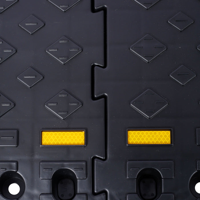 Heavy Duty Plastic 4" High Portable Automotive Curb Ramp For Cars & Wheelchairs Interlocking Design - Black