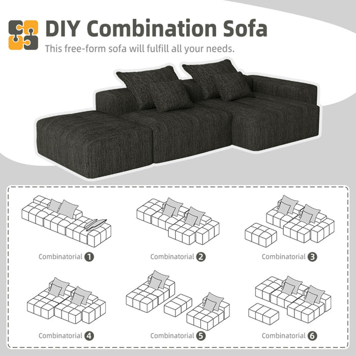 Modern Oversized Diy Combination, Modular Sectional Sofa With Pillows