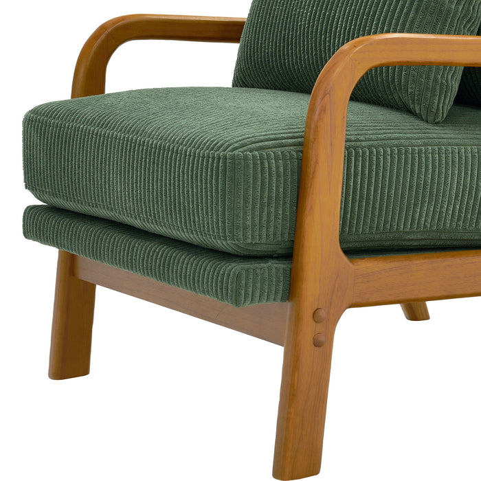 Upholstered Armchair With Back Support Pillow