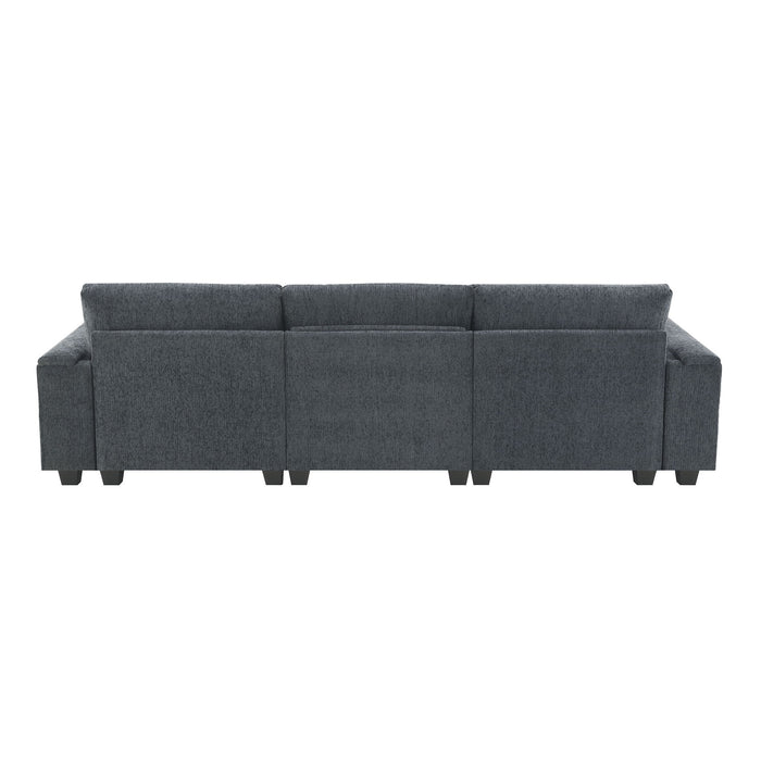 Sectional With Bluetooth Speaker Comfy Cloud Couch Set With Drop Down Table Cup Holders, USB Charger Storage Armrest Wide Seat Sofa