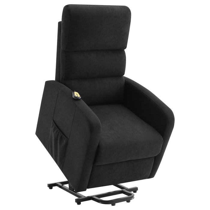 Royston - Upholstered Power Lift Recliner With Remote Comfort - Black