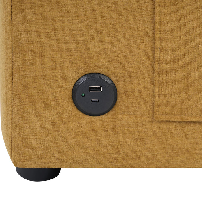 Modern L-Shaped Sectional Sofa With Curved Chaise, USB Ports, And Side Storage Pockets