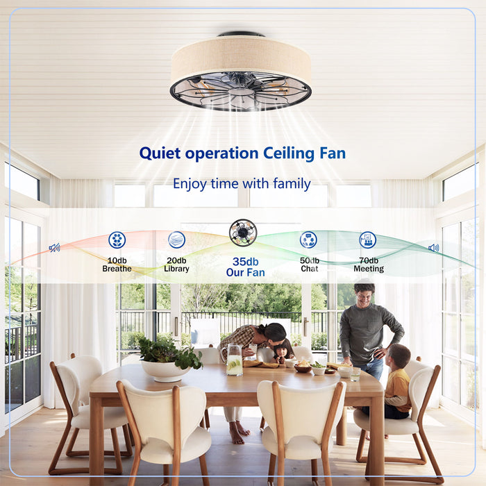 Lotus Bladeless Ceiling Fan With Remote Control For Living Room - Matte Black