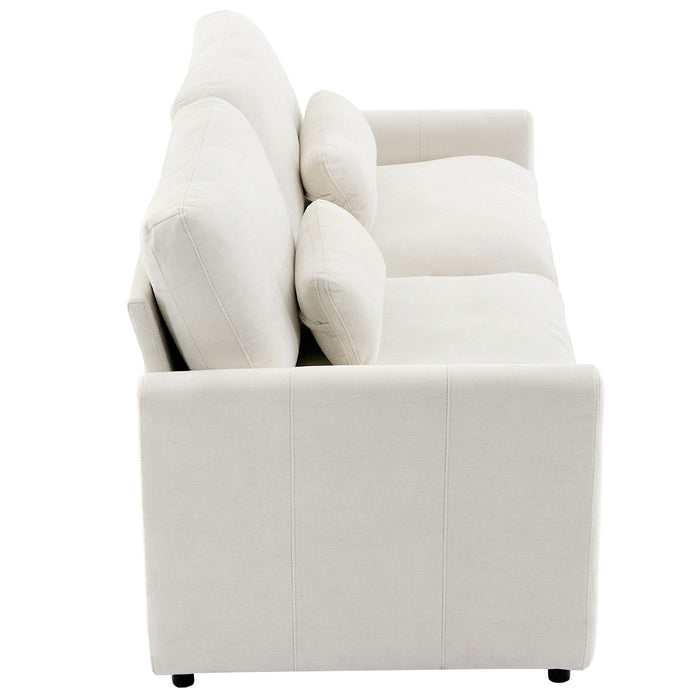 Cozy Upholstered Plush Cushion Loveseat Sofa For Living Room