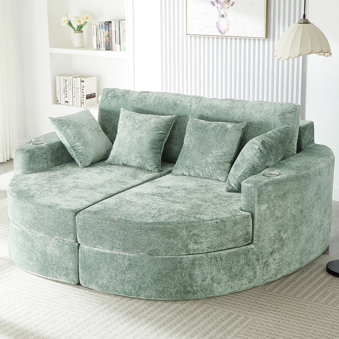 Boneless Design Upholstered Sofa Bed With Cup Holders