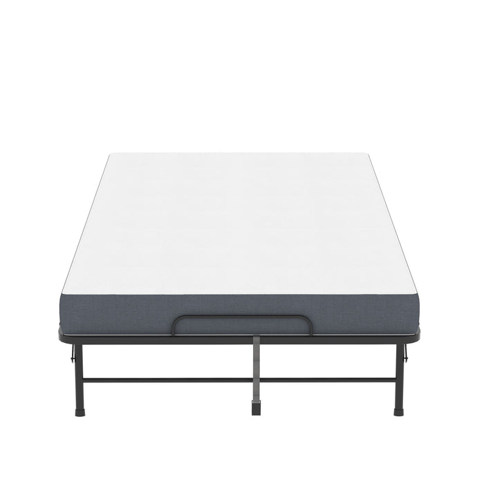 Twin Wide Folding Bed For Tall People, Extra Long & Wide Rollaway With Memory Foam, Heavy-Duty - Black