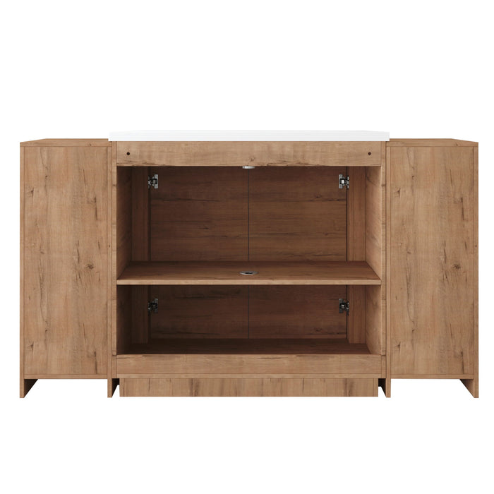 Freestanding Bathroom Vanity With Sink, 2 Small Storage Cabinets, Soft Close Doors