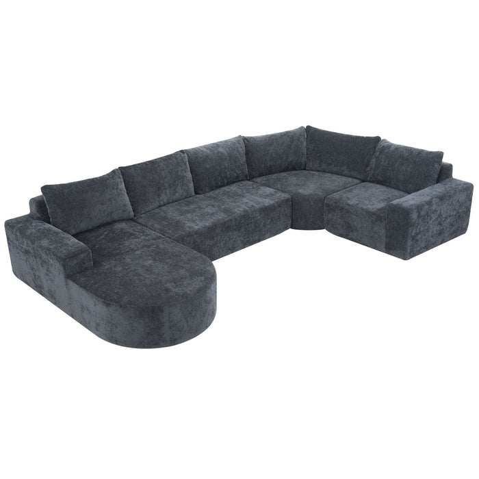Modular Cloud Sectional Sofa Set, U-Shaped Upholstered Couch With Deep Seat