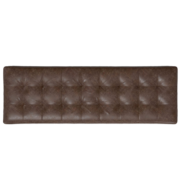 Penelope - Ottoman Bench With Genuine Leather Upholstery - Brown