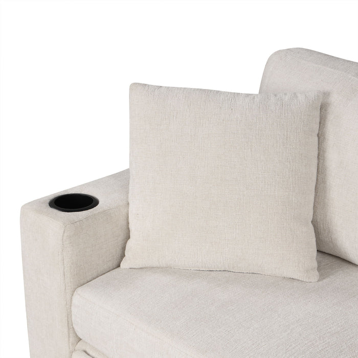 Sectional Sofa Convertible Pull-Out Bed With Storage Ottoman & USB Ports