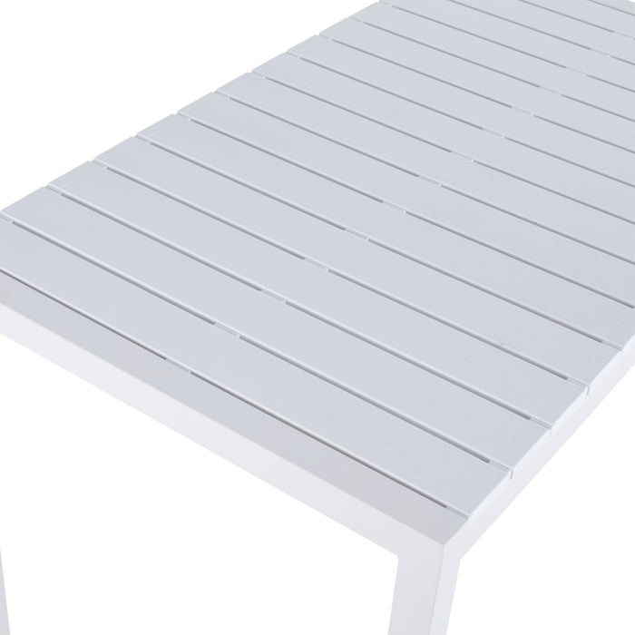 Modern Long Table, UV Resistant And Rust Proof, Pp Tabletop, UV Resistant Powder Coated Metal Legs - Snow White