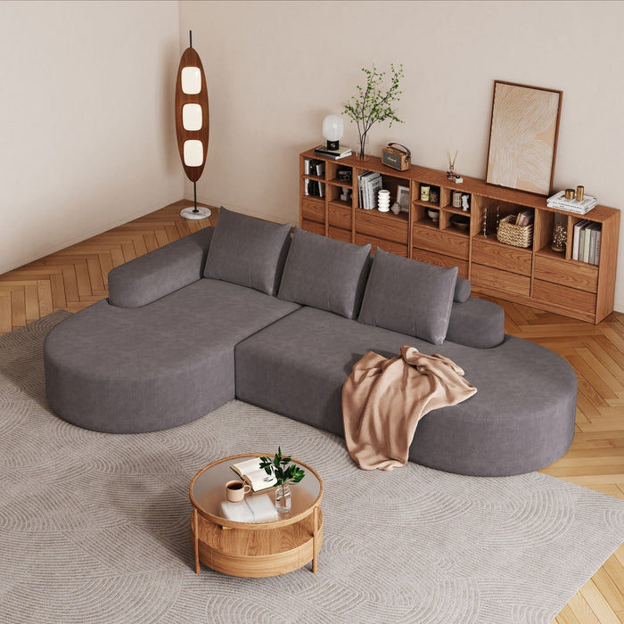 Modern Curved Sofa, L-Shaped Modular Sectional Set With 3 Pillows