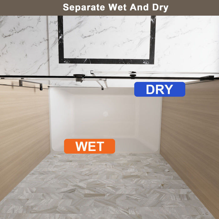 Frameless Single Sliding Shower Door, Square Tube Track