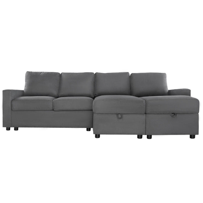 Convertible Sectional Sofa With Storage Chaise Lounges And USB Ports