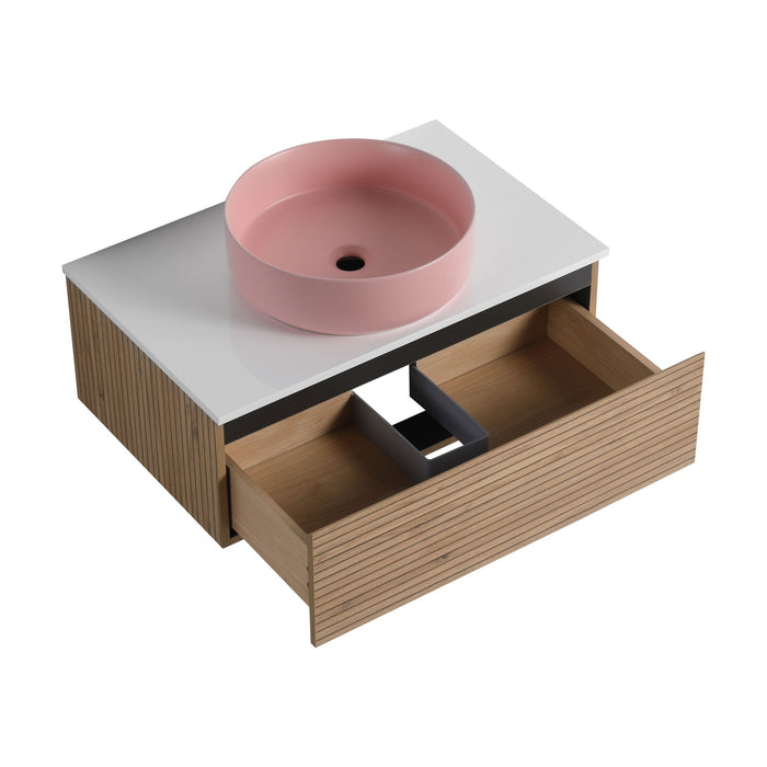 Wall Mounted Bathroom Vanity With Art Sink & 1 Soft Close Drawer