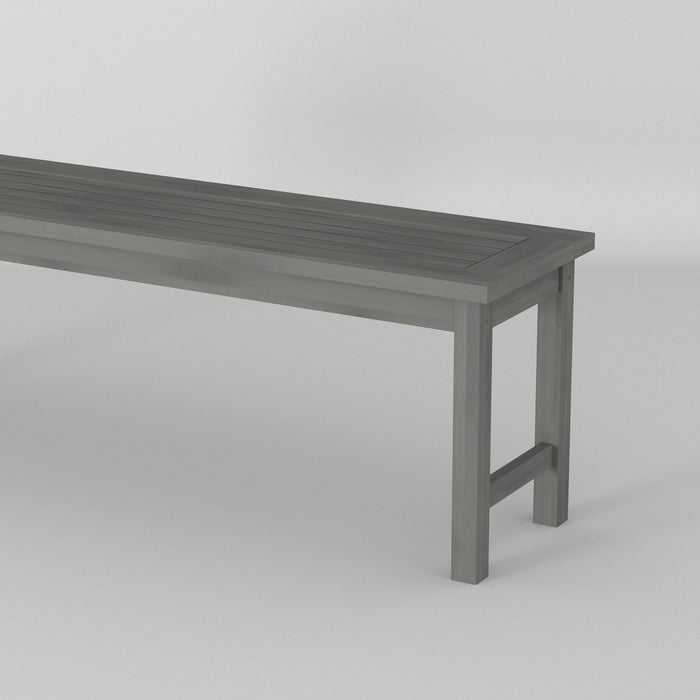 Modern Slat Top Solid Wood Patio Bench