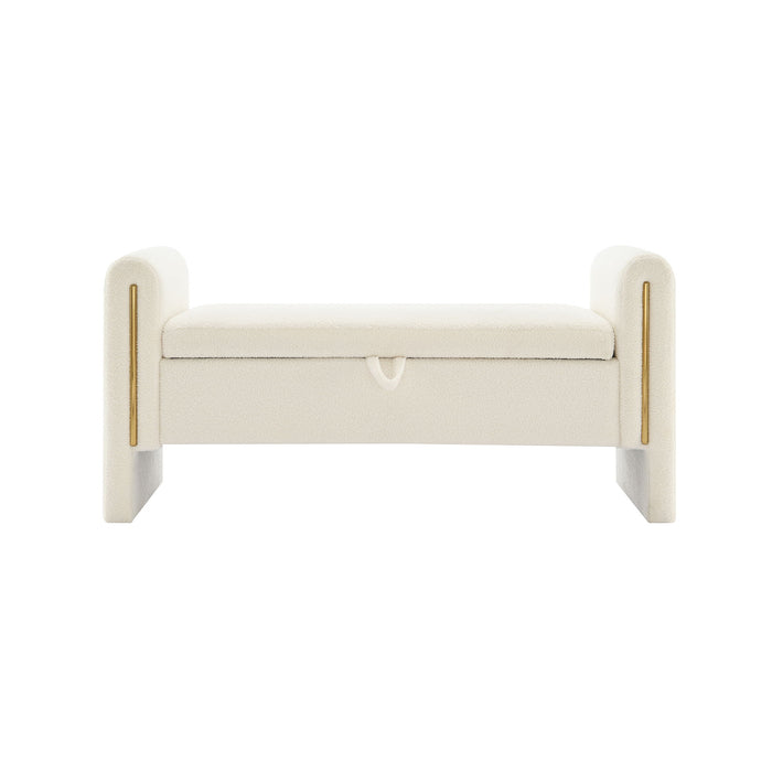 Modern Teddy Upholstered Large Bed End Bench With Arms And Storage